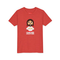 "Love God Love Others" Jesus Heart Shirt -  Youth T-Shirt - Sizes Youth S-XL