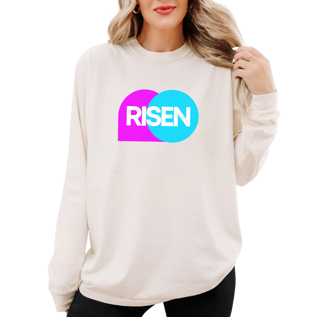 "Risen" Easter Shirt - Adult Long Sleeve - Unisex Sizes S-3XL
