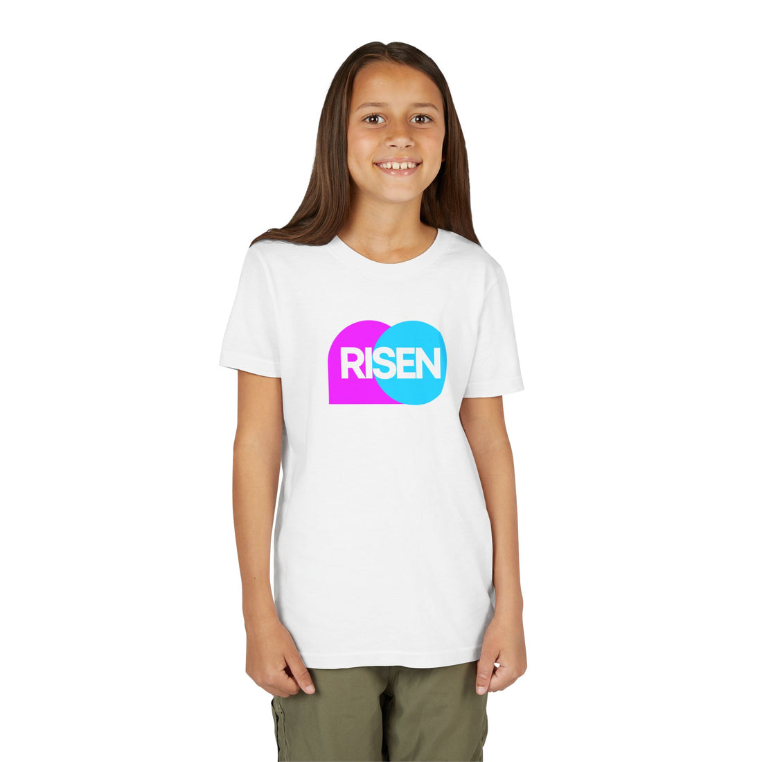 "Risen" Easter T Shirt - Youth Short Sleeve - Unisex Sizes YS-YXL